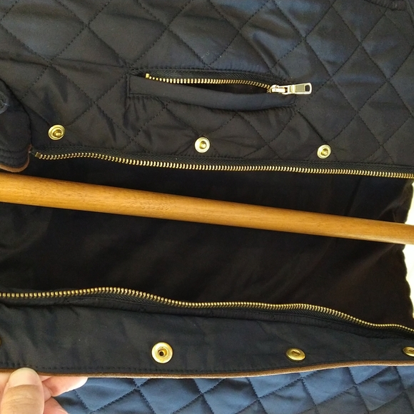 Small Black quilted Zara jacket brown trim gold hardware - Picture 10 of 14